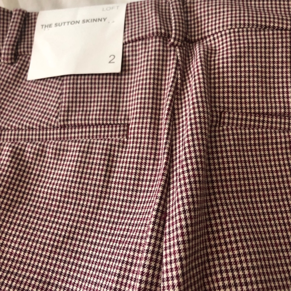 LOFT Men's Maroon Checkered Dress Pants